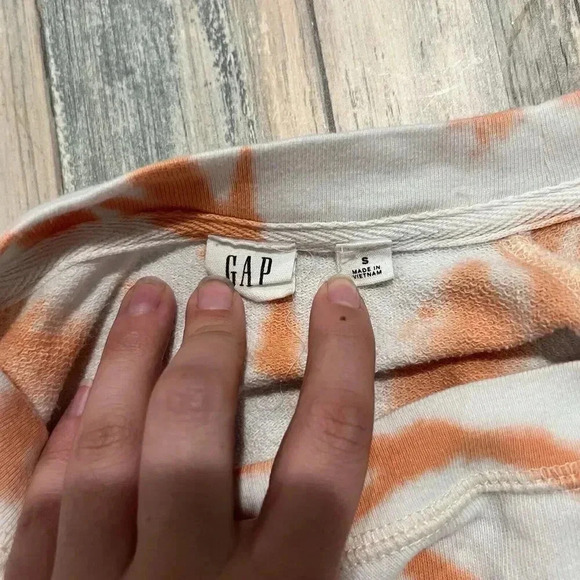 Gap Womens Tie Dye Orange Sweatshirt Sz S Beach Hippie Boho Surfer Classic - Picture 3 of 7